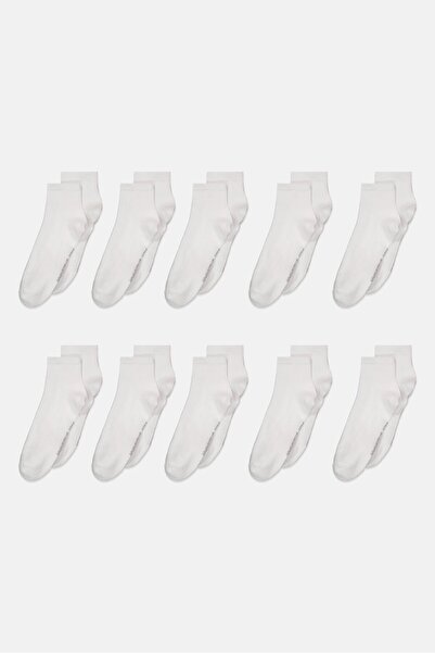 Ben Sherman Men 10 Pairs Textured Quarter Socks, White