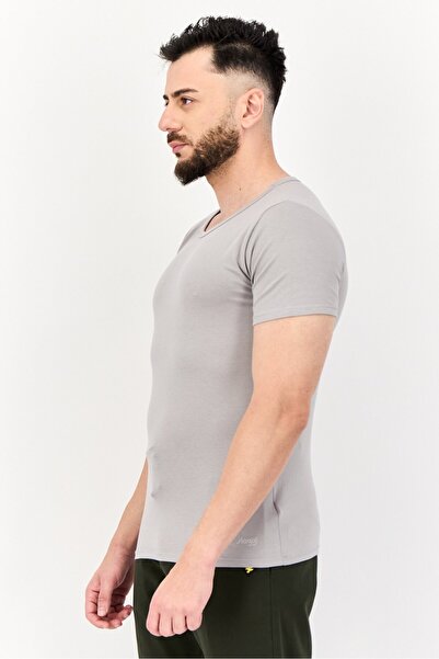 SLOGGI Men 2 Pieces Round Neck Short Sleeve Brand Logo Undershirt, Grey