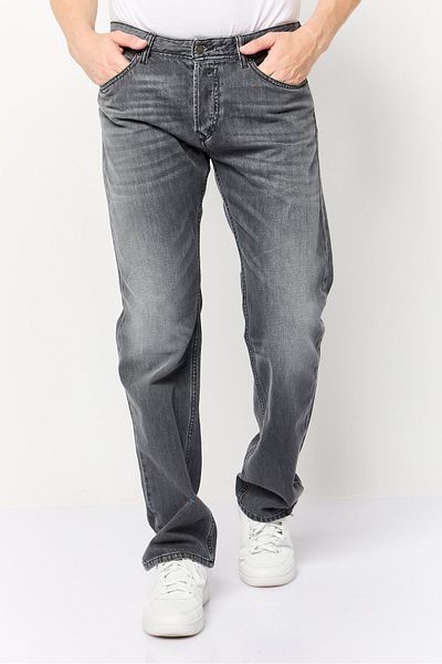 Diesel Men Straight Fit Mid Waist Washed Non-Stretchable Denim, Grey