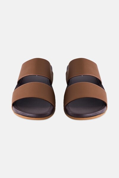 English Laundry Men 2 Strap Slip On Arabic Sandals, Brown