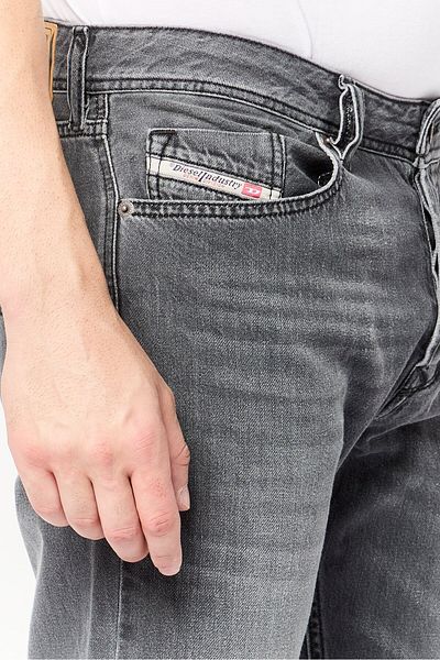 Diesel Men Straight Fit Mid Waist Washed Non-Stretchable Denim, Grey