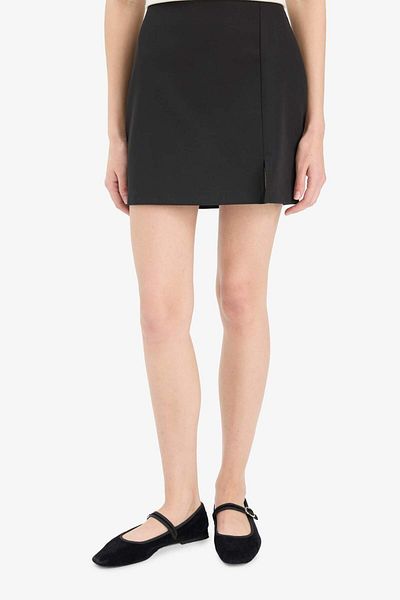 DeFacto A-Line Regular Waist Mini Black Skirt F2784Ax25Sp