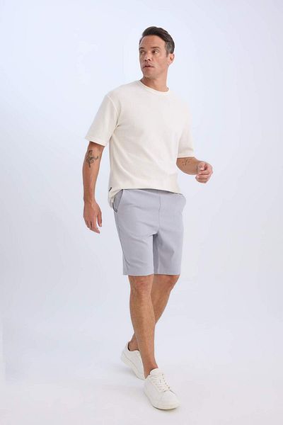 DeFacto Regular Fit Waist Lace-Up Textured Bermuda Shorts D9451Ax25Sp