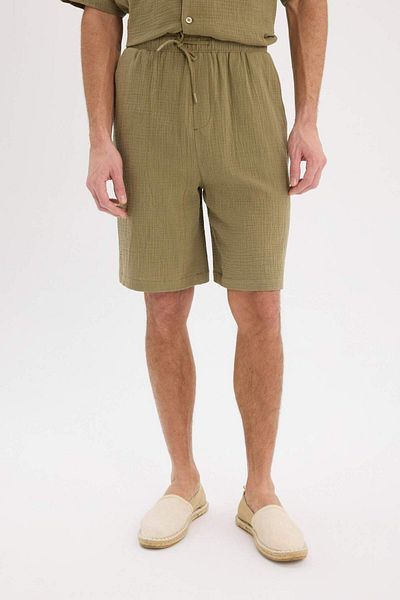 DeFacto 100% βαμβακερό Relax Fit Muslin Basic Plain βερμούδα σορτς με τσέπες C7589ax25sm