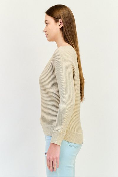 Poof Women Button Shoulder Detail Knit Sweater, Oatmeal Heather