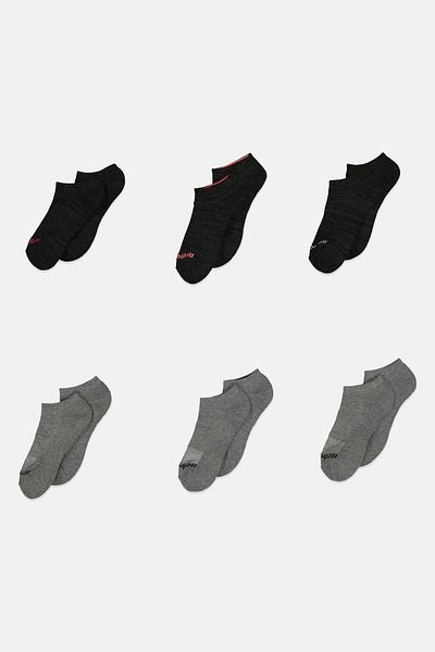 Reebok Women 6 Pairs Brand Logo Low Cut Socks, Grey