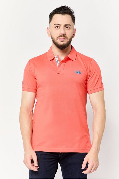 La Martina Men Regular Fit Embroidered Short Sleeves Polo Shirt, Orange