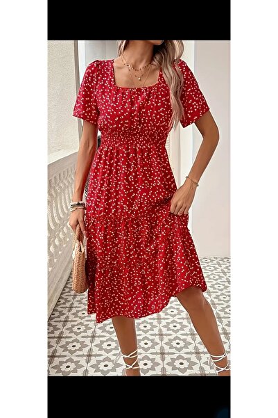 Vuslat Viskon midi boy elbise