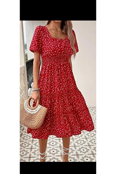 Vuslat Viskon midi boy elbise