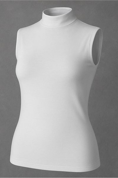 TRENDTESETTÜR Women's White Cotton Sleeveless Body t 9384