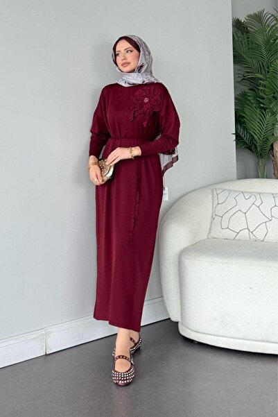 Şulemoda Giyim Φόρεμα Zambak Mercerized Βουργουνδίας