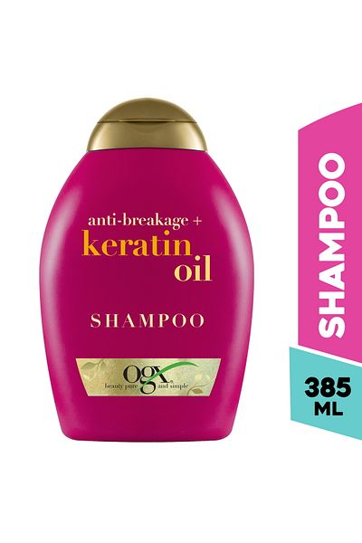 OGX Anti-Breakage + Keratin Oil Shampoo 385ml | Strengthens, Reduces Frizz & Enhances Shine