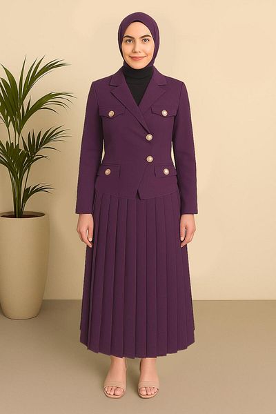 TRENDTESETTÜR Women's Purple Jacket and Skirt Suit t 2026