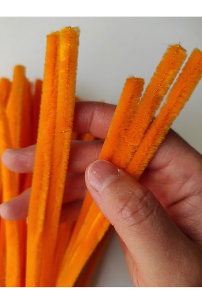 hyc heryerçiçeklenir 100 Pieces Orange Chenille, Feathered Wire Suitable for Flower Making, 30 cm 6 mm