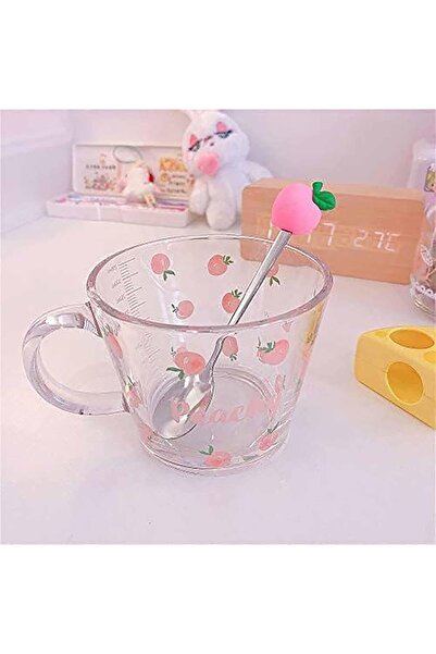 Arabest كوب زجاجي بتصميم خوخي لطيف وإبداعي، كوب زجاجي شفاف بتصميم بسيط، كوب ز...