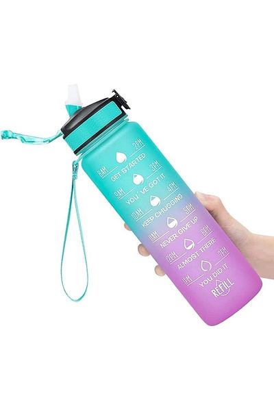 Generic ZSS Saveit, Motivational water bottle with straw and time marker, 1Liter Plastic sports water bottl