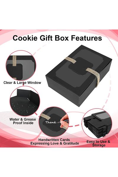 Generic Xspring Cookie Boxes with Window, 12PCS Empty Sweet Bakery Boxes for Packaging Chocolate, Strawberr