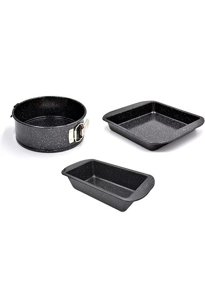 Generic Prestige 3-Piece Bakeware Set, 23cm Square Cake Tin, 23cm Loaf Tin, 18cm Springform Cake Tin | Esse