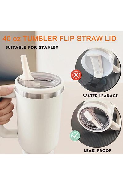 Generic 5 Pack 40 oz Tumbler Flip Straw Lid Replacement, Spill Proof Splash Resistant Tumbler Lids, Reusabl