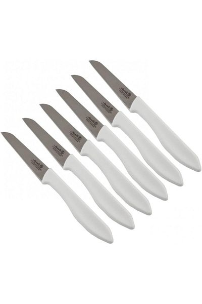 Generic Al Saif 1.2mm Fruit Knife with PP Handle Set 6-Pieces, 3-Inch Size, White