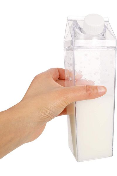 Generic KASTWAVE 2 Pack BPA Free Milk Carton Water Bottles - Stylish, Clear, and Portable for Outdoor Sport