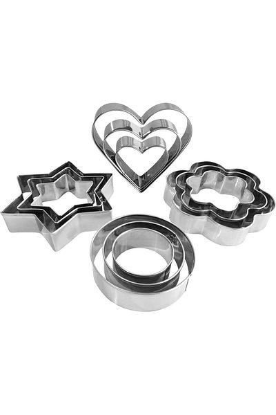 Generic Oasisgalore Metal Cookie Cutter Set - 12 Pcs Heart, Star, Round, Flower Shapes for Baking
