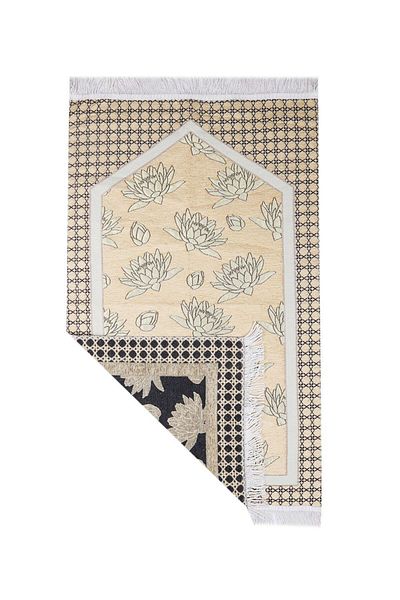 MANASEK Lotus Shanil Square Prayer Mat - 148_7_M1 (Beige)