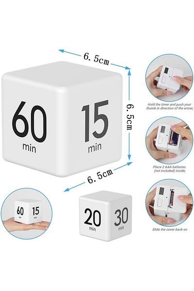 Generic Amuer Cube Timer,Gravity Sensor Flip Digital Timer Countdown Timer Kitchen Timer Square Workout Tim