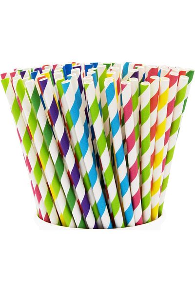 Generic TodyJeyHo Striped Paper and Disposable Plastic Drinking Straws, Biodegradable for Cake Pops in Birt