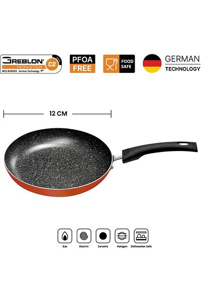 Generic RAJ RK NON STICK FRYPAN,GRANITE COATING PAN,Suitable for Pancake, Omellete,PFOA FREE,RED,12CM