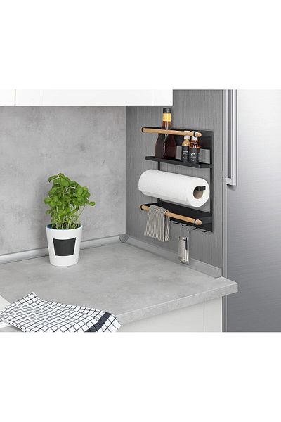 Generic 1ST Refrigerator Spice Rack Storage Rack with Paper Towel Holder Rustproof