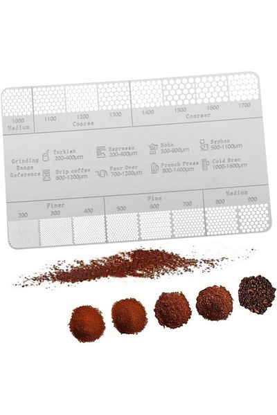 Generic Stainless Steel Coffee Reference Card,Ground Coffee Measuring Ruler,Metal Coffee Size Ruler,Profess