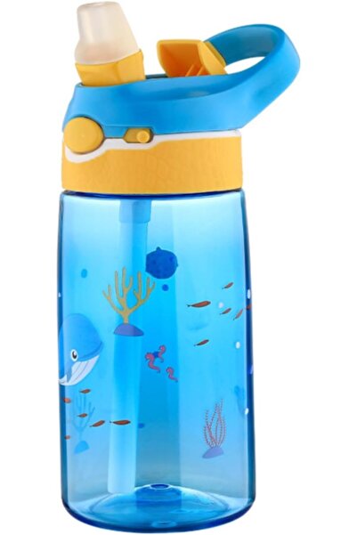 Arabest 480ML Tritan Water Bottle with Straw, BPA-free Sports Cute Plastic Water Bottle for Kids School,Blue