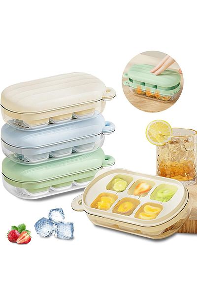Generic Azonee Bear Shaped Silicone Ice Cube Trays With Lids - Reusable Mini Ice Cube Molds for Chilling Dr