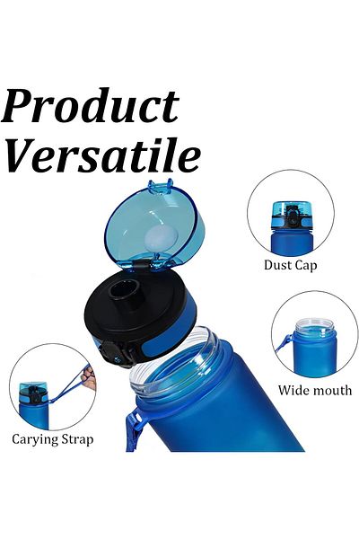 Generic Sports Water Bottles 1 L/32 oz BPA Free And Leakproof, Motivational with Carrying Strap, Leakproof