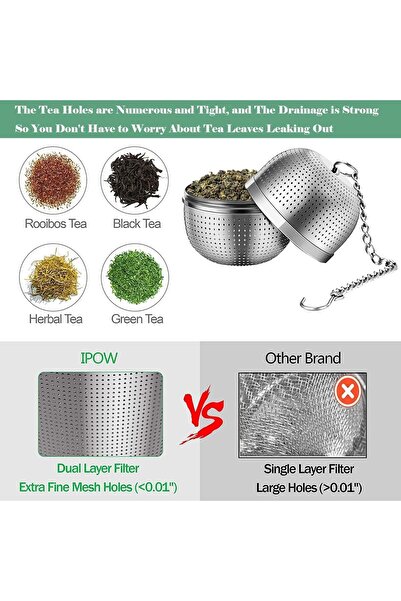 fulina Tea Strainers, 2Pcs Tea Infuser for Loose Tea, Stainless Steel Tea Ball Strainers Infuse with Chain,