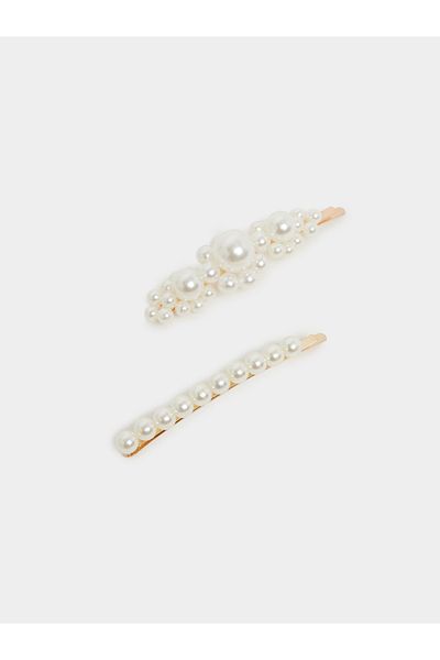 Styli Set of 2 - Faux Pearl Embellished Hair Clip