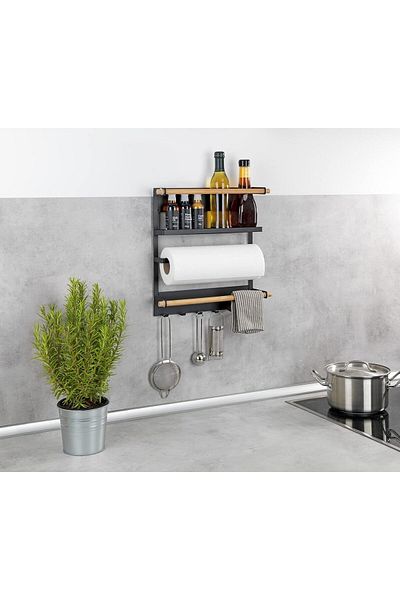 Generic 1ST Refrigerator Spice Rack Storage Rack with Paper Towel Holder Rustproof