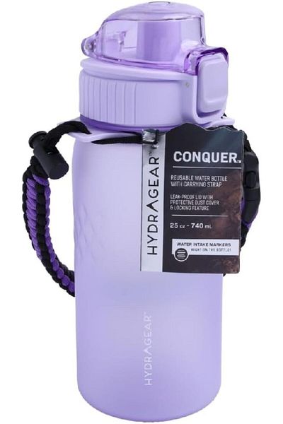 Generic Hydragear Conquer Reusable Water Bottle with Carrying Strap Lilac 740ml AC55291