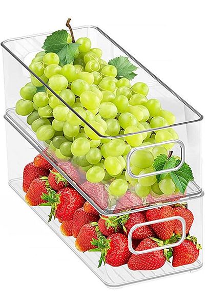 Generic ECVV Stackable Plastic Food Storage Bin with Handles for Kitchen Pantry, Cabinet, Refrigerator, Fre