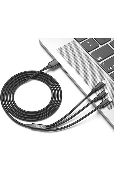 xoxdesign Cablu Incarcare USB-A - Lightning / microUSB / USB-C XO Design NB173, 18W, 1.2m, Negru