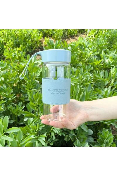 Generic Clear Plastic Water Bottle with Blue Sleeve, 22 oz to 24 oz Capacity (LIGHT BLUE)