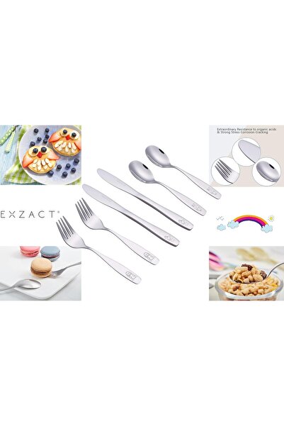 Exzact Children's Cutlery Stainless Steel 6pcs Set - Forks, Knives, Spoons - ...