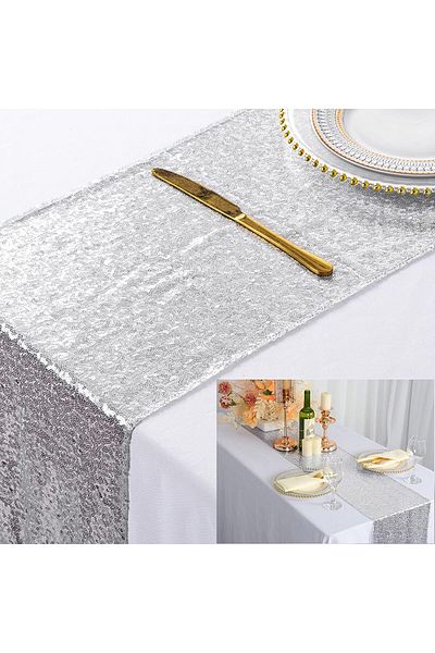 Generic KASTWAVE Sequin Table Runner 12x72 inch Glitter Fabric Table Linens Runner Fabric Decorations for H