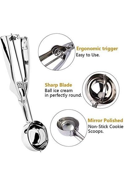 Generic Khazna Ice Cream Scoop - Ice Cream Scoop Set, 3 Pcs Stainless Steel Ice Cream Scoop Trigger Include