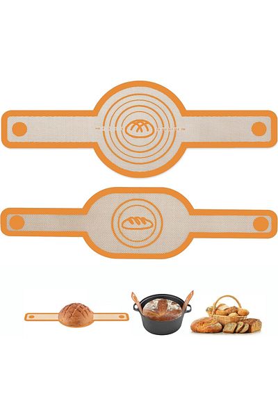 Generic QCQHDU 2 PCS Silicone Bread Sling for Dutch Oven,Non-Stick Silicone Baking Mat,Reusable Bread Bakin