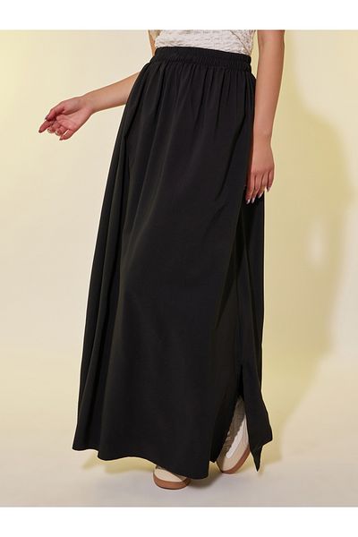 Styli Solid Mid Rise A-Line Maxi Skirts