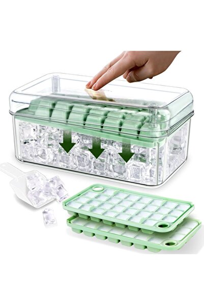 Arabest قالب مكعبات الثلج، صينية مكعبات ثلج صغيرة مع غطاء وحاوية، غطاء قابل ل...