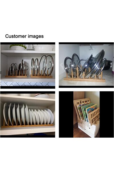 Generic INNERNEED Bamboo Dish Rack Organizer for Plates, Lids & Cutting Boards — Pack of 2, Brown