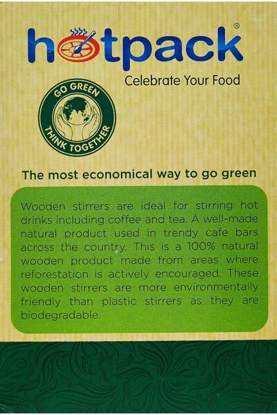 Hotpack Disposable Wooden Coffee Stirrer 14cm- 1000Pcs